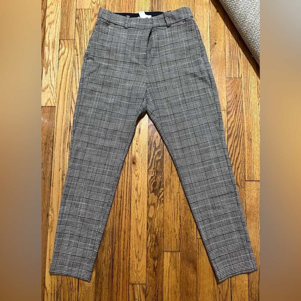 H&M SKINNY CHECK SUIT PANTS